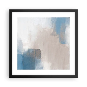 Affiche dans un cadre noir - Poster - Abstraction rose derrière un rideau de bleu - 40x40 cm