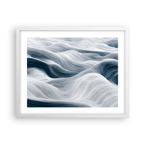 Affiche dans un cadre blanc - Poster - Vagues blanches et bleues - 50x40 cm
