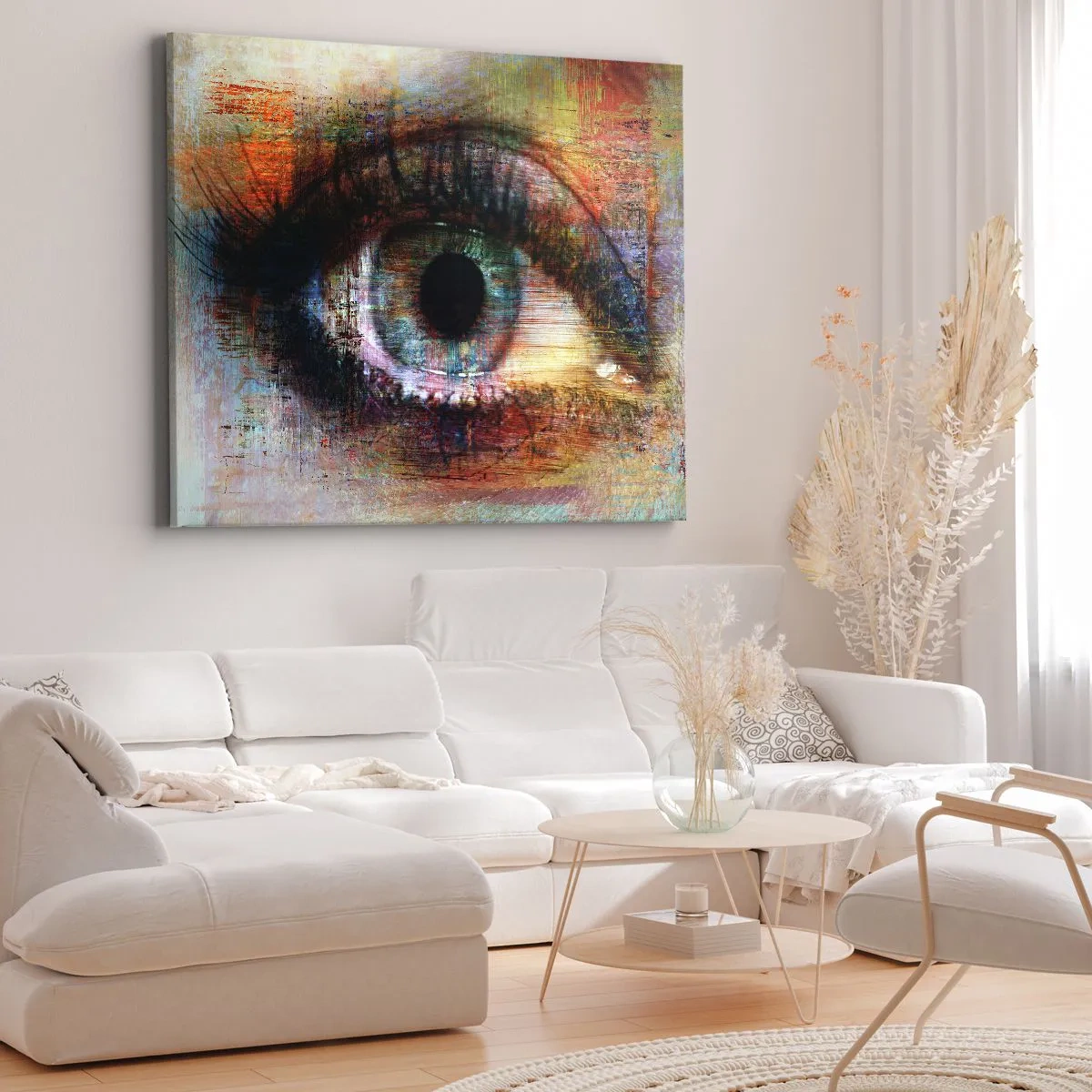 Impression sur toile - Image sur toile - Œil artistique dans l'abstraction multicolore - 70x50cm - Vous pouvez jeter un coup d'œil dans l'âme - Décoration murale moderne pour le salon et la chambre ARTTOR