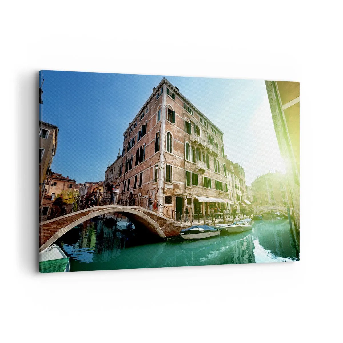 Impression sur toile - Image sur toile - Pont et canal de Venise avec une architecture historique - 120x80cm - Venise - Amore Moi - Décoration murale moderne pour le salon et la chambre ARTTOR