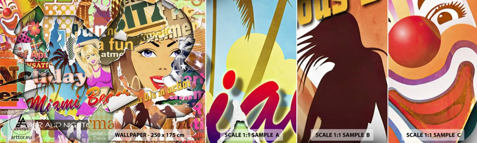 Échantillon De Papier Peint Standard Eco - Souvenirs de vacances - Graffiti, Mural, Collage de peinture - 100x30 cm