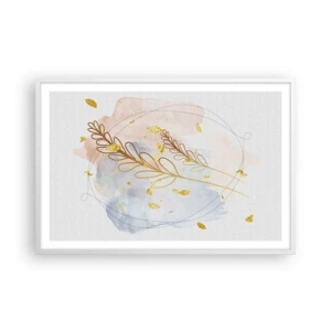 Affiche dans un cadre blanc - Poster - Explosion d'or - 91x61 cm