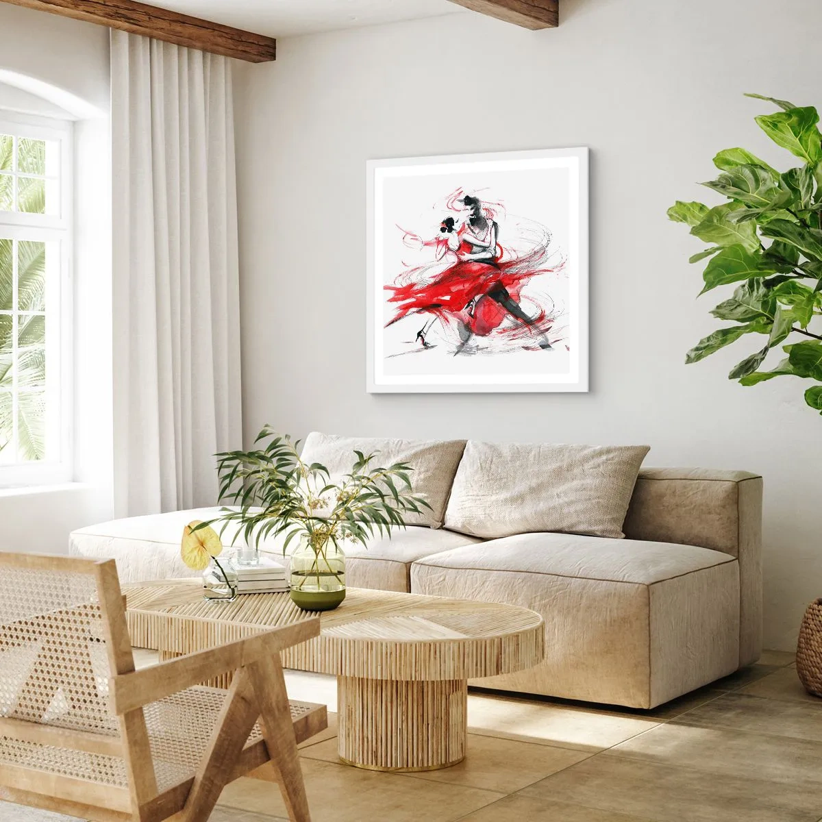 Affiche dans un cadre blanc - Poster - Tango - le rythme de la passion - 50x50 cm