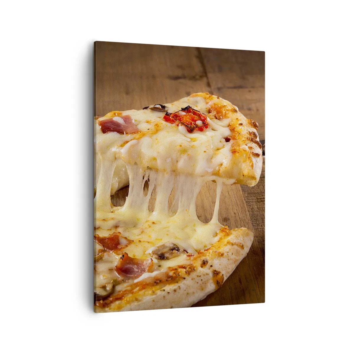 Impression sur toile - Image sur toile - Pizza au fromage filandreux - 50x70cm - Un chef-d'œuvre de l'art italien - Décoration murale moderne pour le salon et la chambre ARTTOR