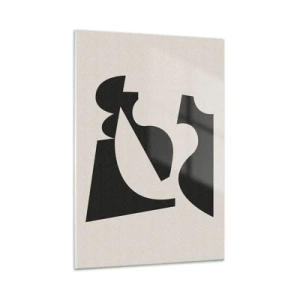 Impression sur verre - Image sur verre - Composition géométrique abstraite en noir et blanc - 50x70cm - À monter soi-même - Décoration murale moderne pour le salon et la chambre ARTTOR