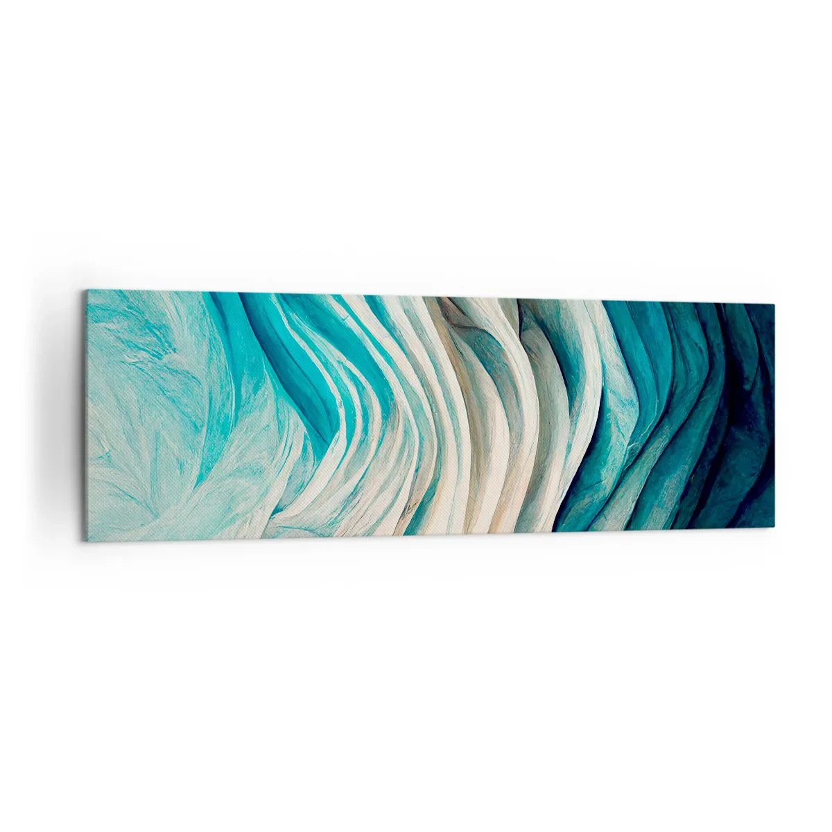 Impression sur toile - Image sur toile - Ondes dynamiques dans des tons de bleu et de blanc - 160x50cm - Insatiabilité bleue - Décoration murale moderne pour le salon et la chambre ARTTOR