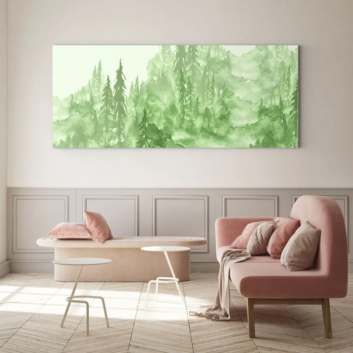 Impression sur verre - Image sur verre - Flou de brouillard vert - 100x40 cm