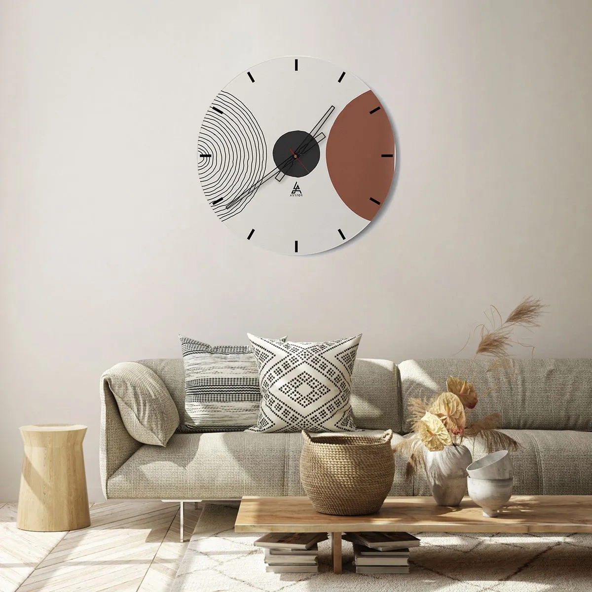 Horloge murale - Pendule murale - Lignes concentriques et cercles géométriques en contraste - 30x30cm - Au centre de l'attention - Décoration murale moderne pour le salon, la cuisine et la chambre ARTTOR