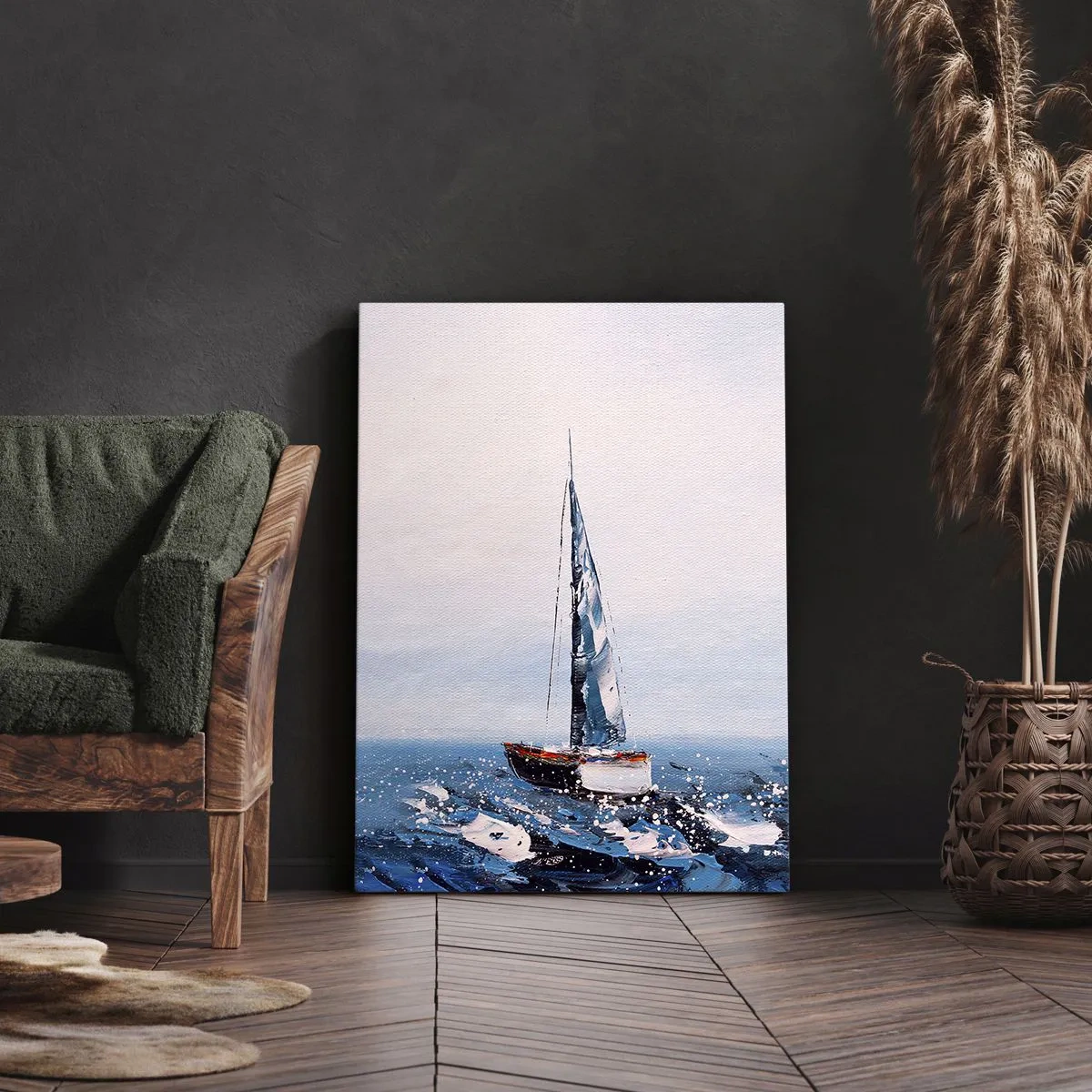 Impression sur toile - Image sur toile - Voiliers sur une mer agitée dans une composition picturale - 50x70cm - Confrérie du vent - Décoration murale moderne pour le salon et la chambre ARTTOR