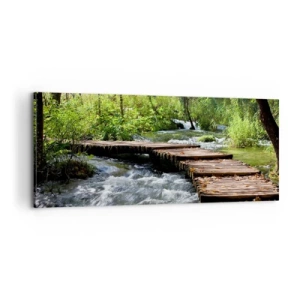 Impression sur toile - Image sur toile - Au-dessus de la cascade mousseuse - 100x40 cm