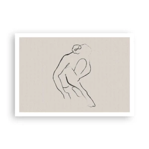 Affiche - Poster - Une silhouette minimaliste en noir sur fond clair - 100x70cm - Croquis intime - Décoration murale moderne pour le salon et la chambre ARTTOR