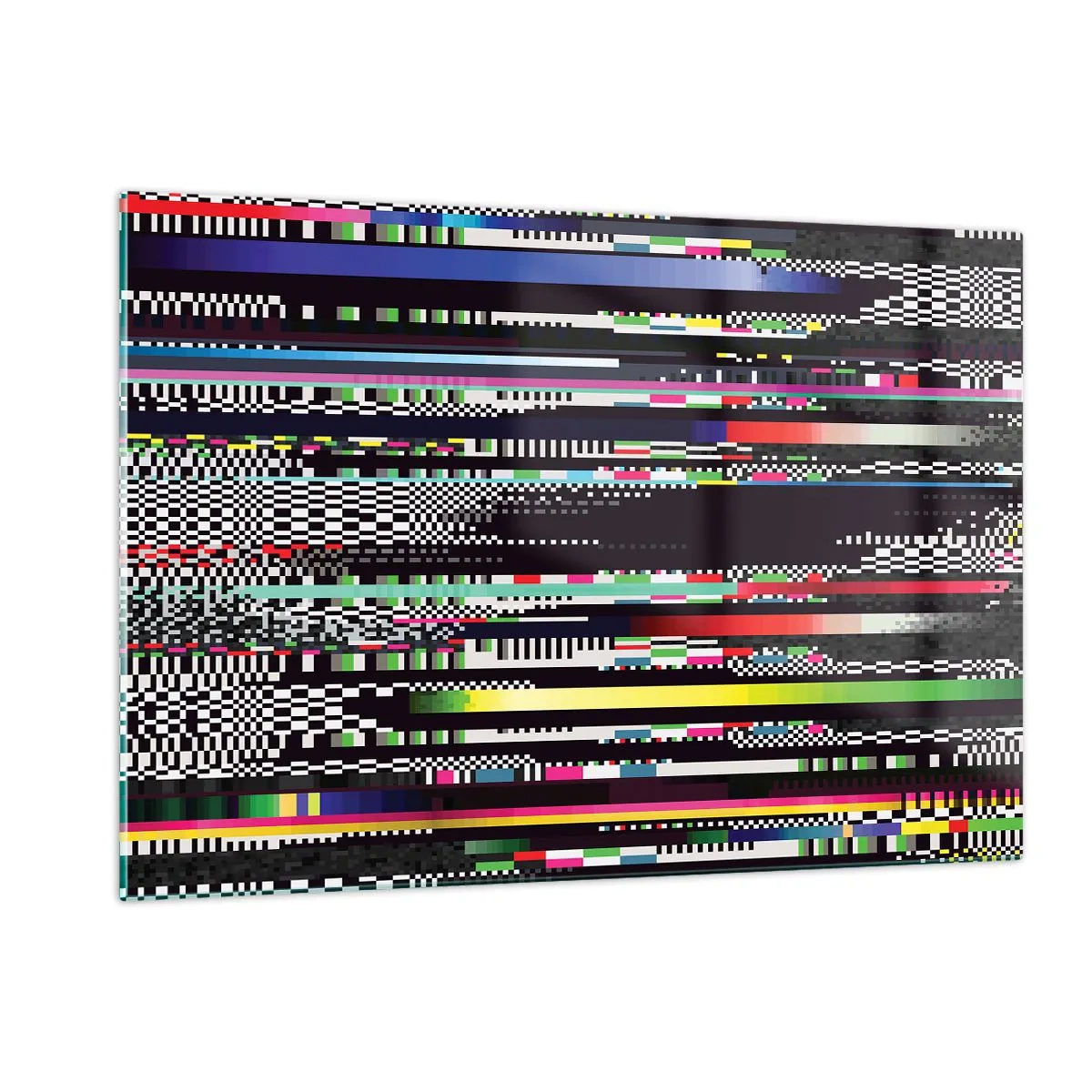 Impression sur verre - Image sur verre - Graphiques numériques abstraits de style glitch - 120x80cm - L'image de contrôle de la réalité - Décoration murale moderne pour le salon et la chambre ARTTOR