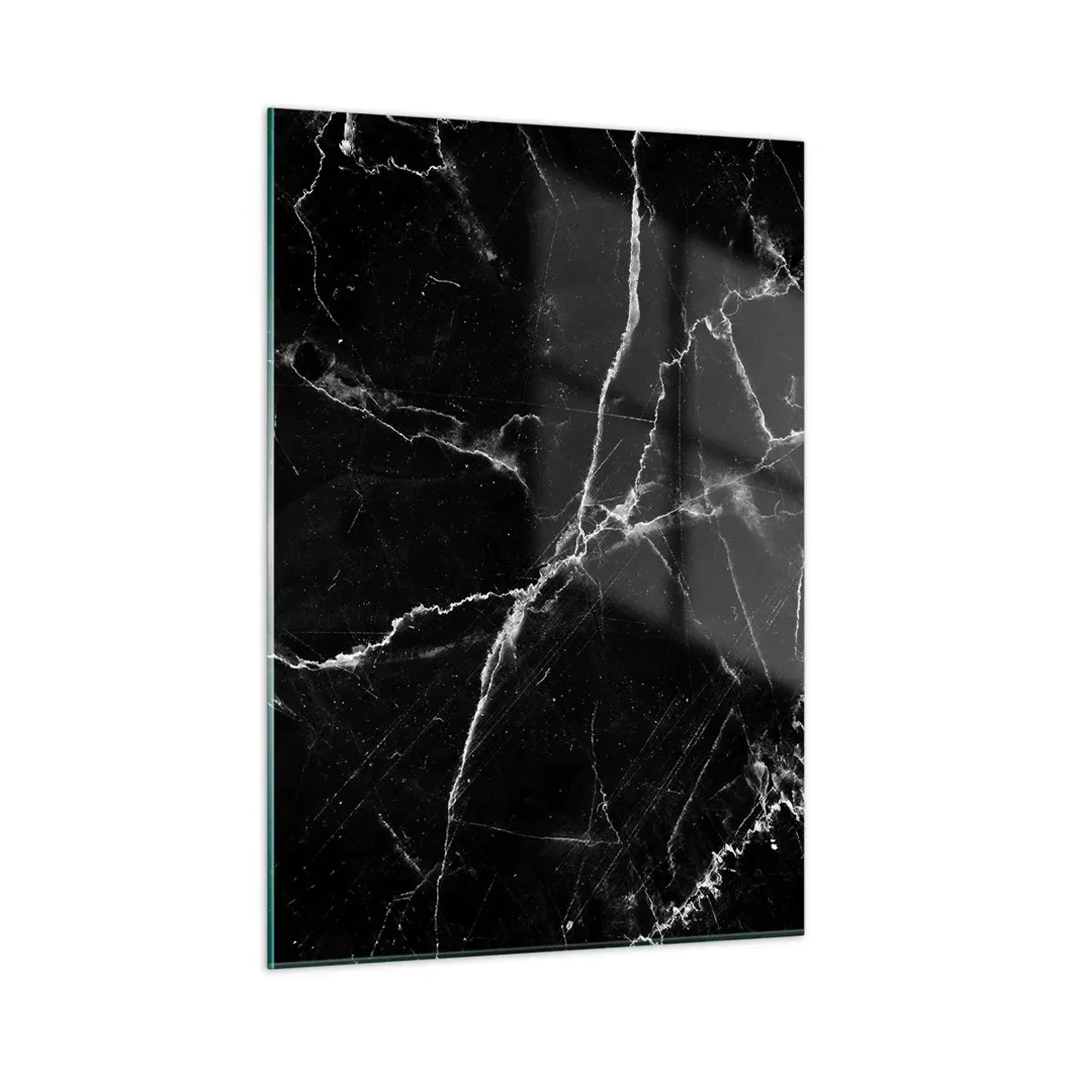 Impression sur verre - Image sur verre - Surface en marbre noir avec veines claires - 50x70cm - La vie secrète de la pierre - Décoration murale moderne pour le salon et la chambre ARTTOR