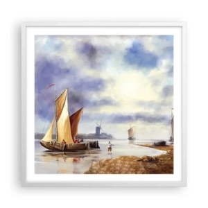 Affiche dans un cadre blanc - Poster - Retour de marin - 60x60 cm