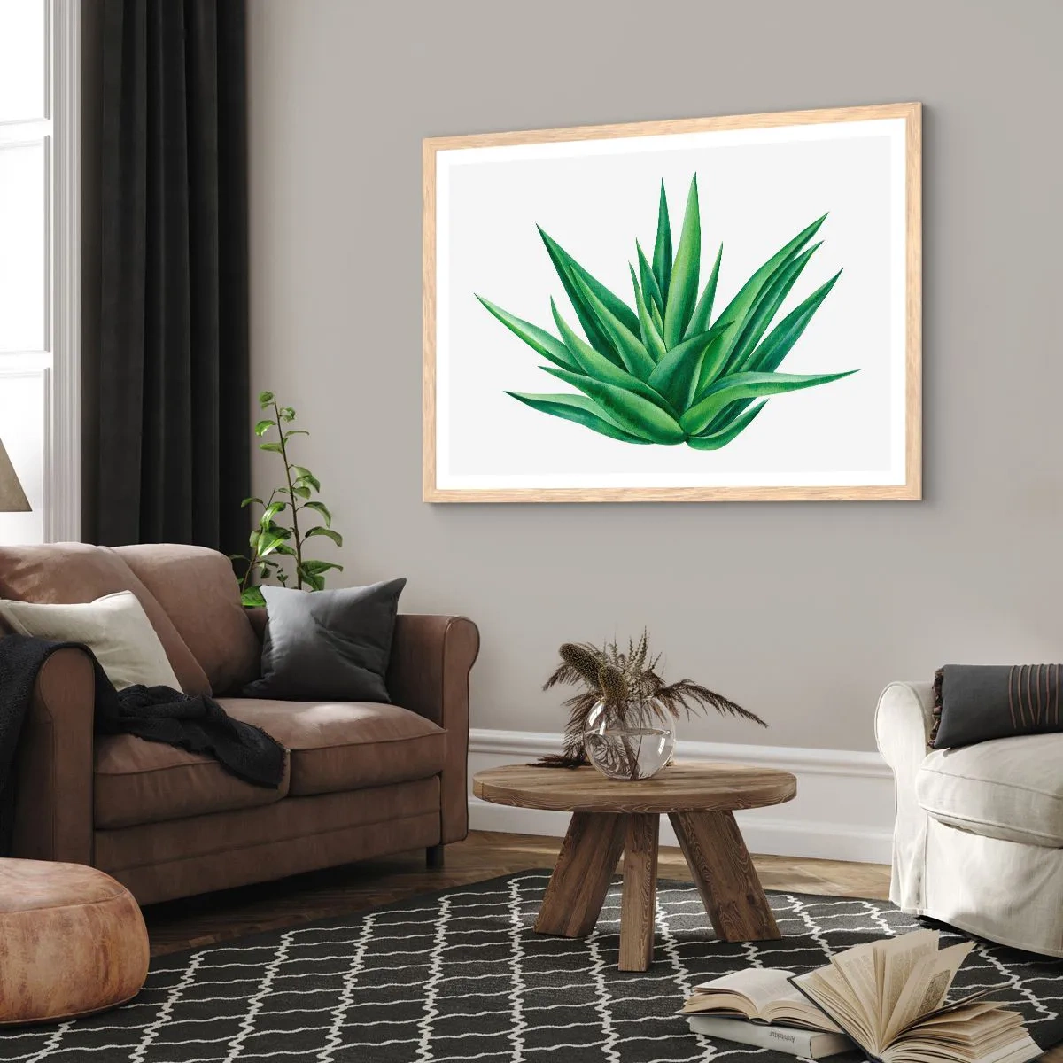 Affiche dans un chêne clair - Poster - Vert – force – vie - 100x70 cm