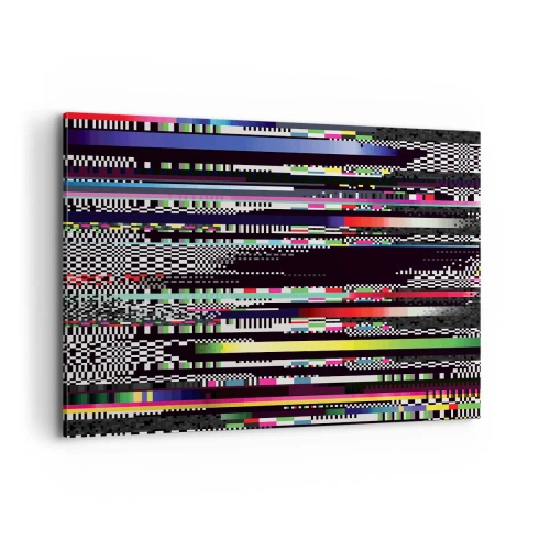 Impression sur toile - Image sur toile - Lignes et pixels colorés dans un style abstrait - 120x80cm - L'image de contrôle de la réalité - Décoration murale moderne pour le salon et la chambre ARTTOR