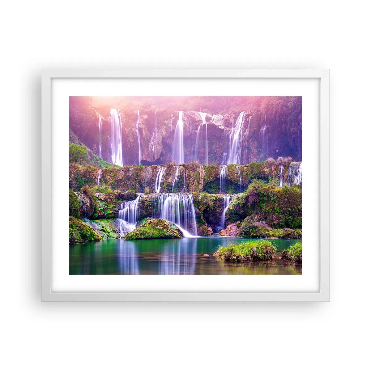 Affiche dans un cadre blanc - Poster - Escalier vers le ciel - 50x40 cm