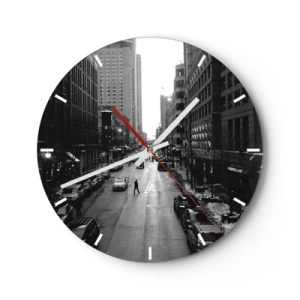 Horloge murale - Pendule murale - Rue de la ville en noir et blanc avec des bâtiments et des piétons - 30x30cm - Un autre jour comme tous les autres jours - Décoration murale moderne pour le salon, la cuisine et la chambre ARTTOR