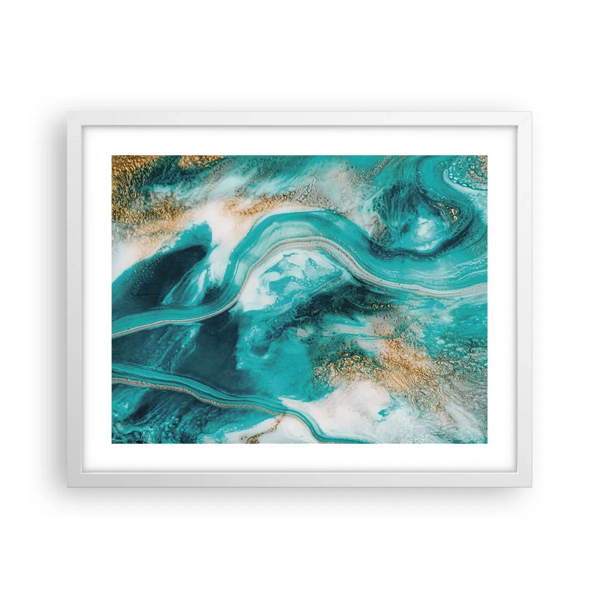 Affiche dans un cadre blanc - Poster - Rivière d'or - 50x40 cm