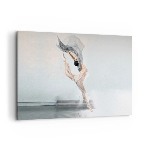 Impression sur toile - Image sur toile - Une danseuse en mouvement dynamique sur un fond clair - 120x80cm - Dans le ravissement de la danse - Décoration murale moderne pour le salon et la chambre ARTTOR