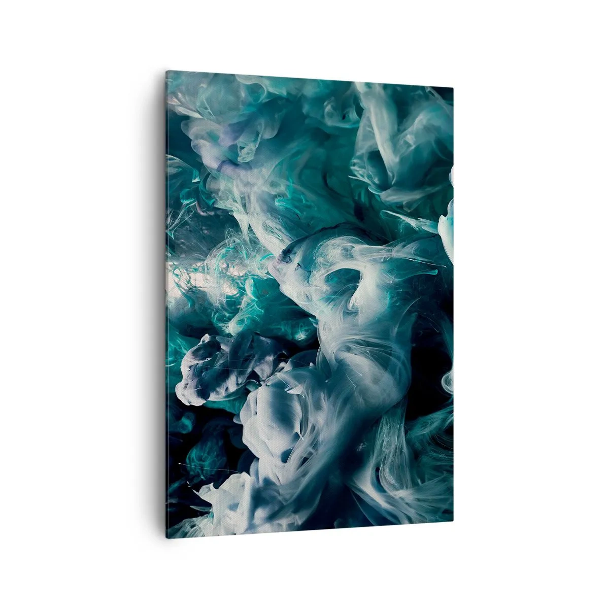 Impression sur toile - Image sur toile - Vagues abstraites dynamiques dans des tons de bleu et de blanc - 70x100cm - Mouvement des couleurs - Décoration murale moderne pour le salon et la chambre ARTTOR