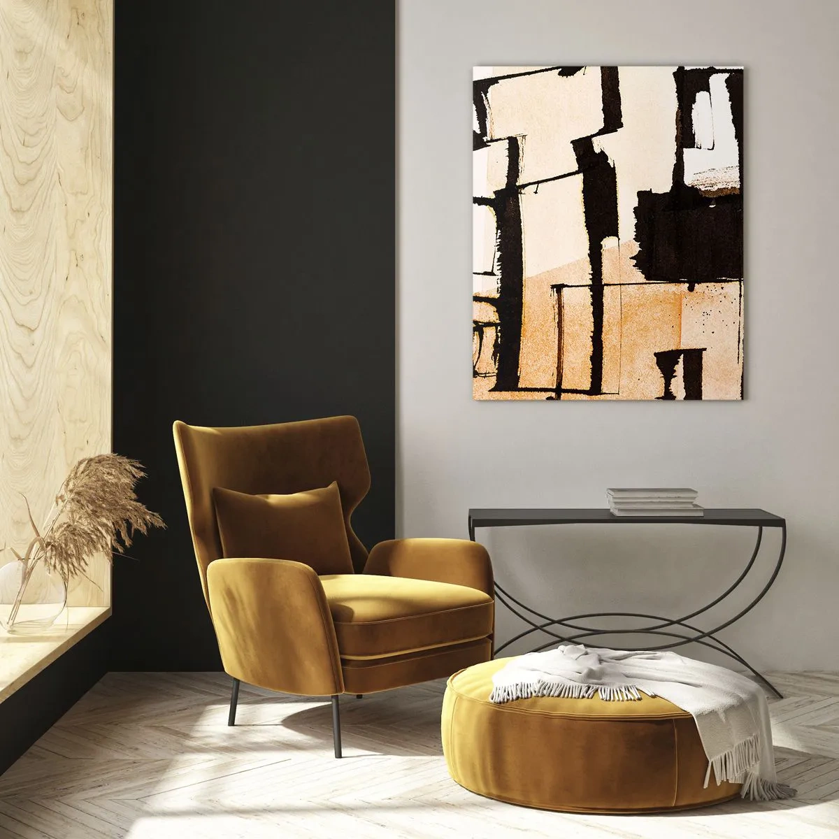 Impression sur verre - Image sur verre - Motifs géométriques dans les tons marron et beige - 80x120cm - De l’ordre malgré tout - Décoration murale moderne pour le salon et la chambre ARTTOR