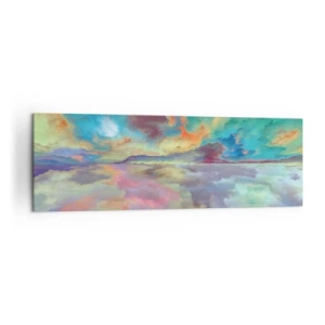 Impression sur toile - Image sur toile - Paysage de nuages colorés dans un style abstrait - 160x50cm - Deux paradis - Décoration murale moderne pour le salon et la chambre ARTTOR