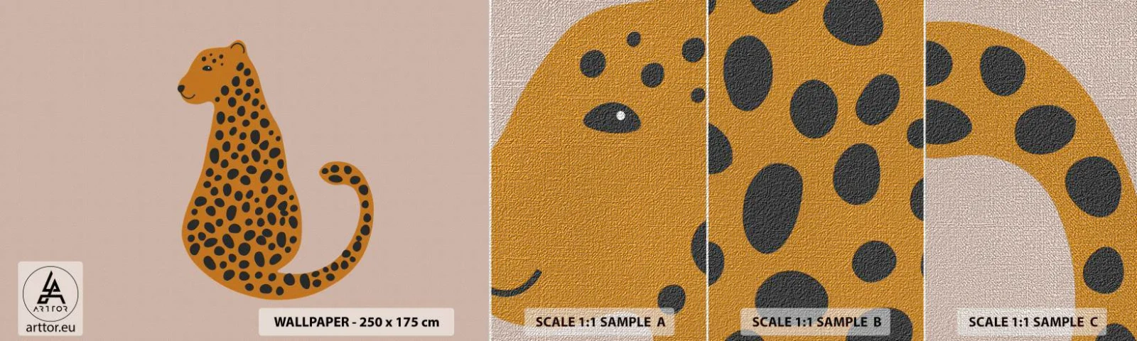 Échantillon de Papier Peint Premium Canvas - La panthère est un motif à la mode - Pour les enfants, Panthère, Animaux - 100x30 cm