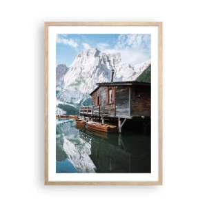 Affiche dans un chêne clair - Poster - Un matin cristallin en montagne - 50x70 cm