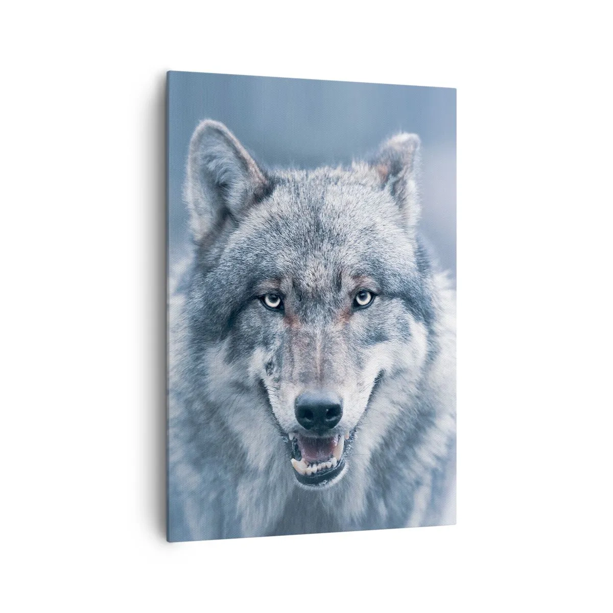 Impression sur toile - Image sur toile - Un loup au regard intense dans un paysage hivernal - 70x100cm - Relèverez-vous le défi ? - Décoration murale moderne pour le salon et la chambre ARTTOR