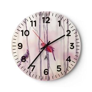 Horloge murale - Pendule murale - Conte de la forêt rose - 30x30 cm