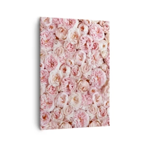 Impression sur toile - Image sur toile - Des roses délicates dans des tons de rose sur toute la surface - 70x100cm - Un lit de roses - Décoration murale moderne pour le salon et la chambre ARTTOR