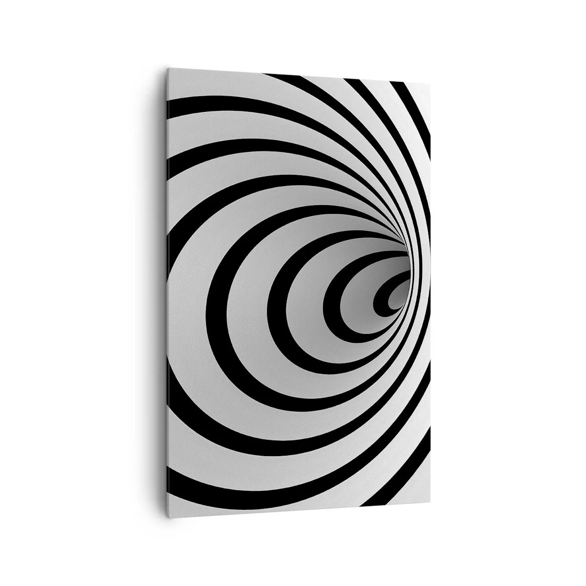 Impression sur toile - Image sur toile - Une spirale noire et blanche créant un effet hypnotique - 80x120cm - Tu ne peux pas y résister aussi ? - Décoration murale moderne pour le salon et la chambre ARTTOR