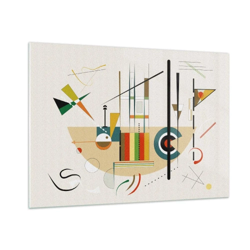 Impression sur verre - Image sur verre - Abstraction géométrique colorée sur fond clair - 100x70cm - Et le monde s’amuse - Décoration murale moderne pour le salon et la chambre ARTTOR