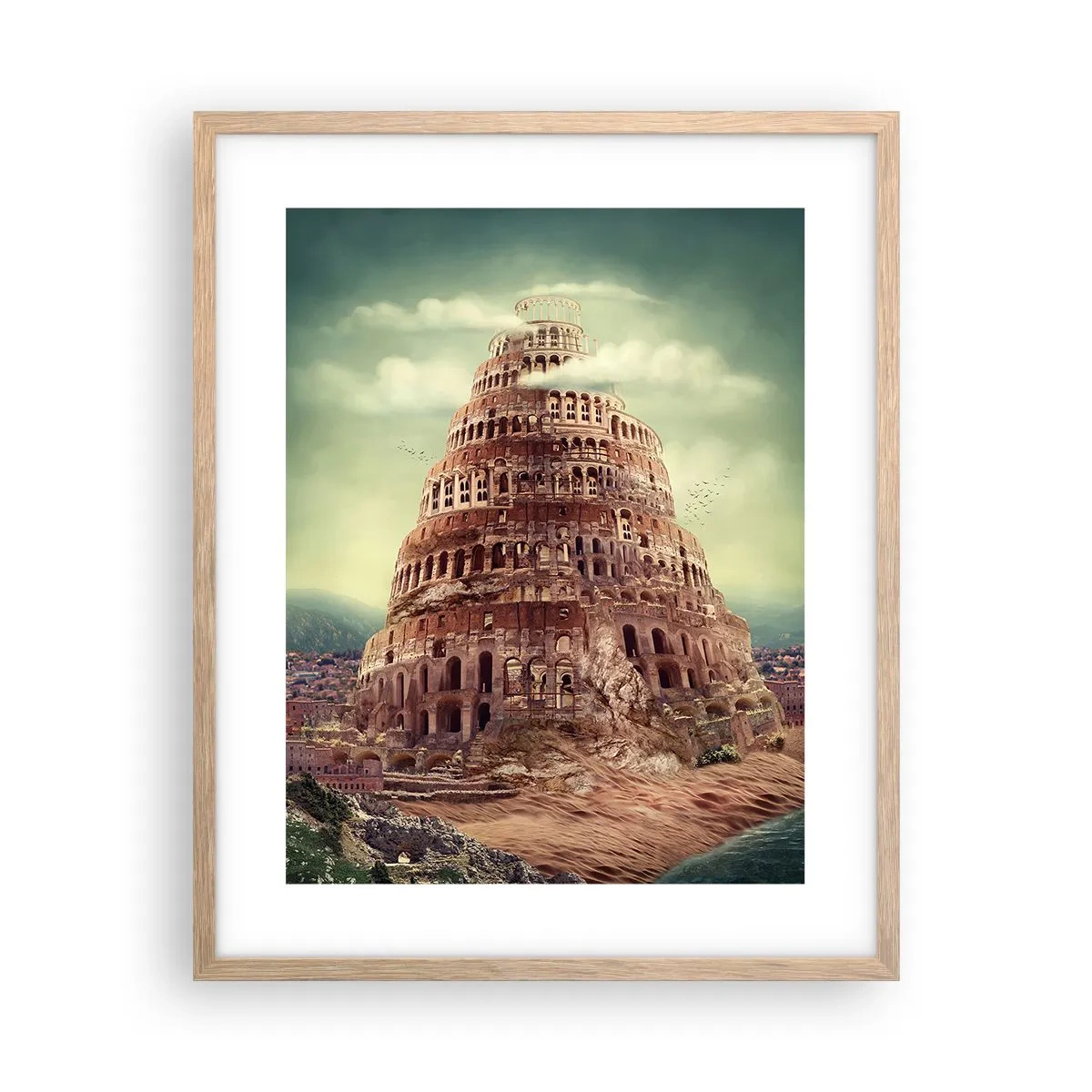 Affiche dans un chêne clair - Poster - La tour de Babel - 40x50 cm