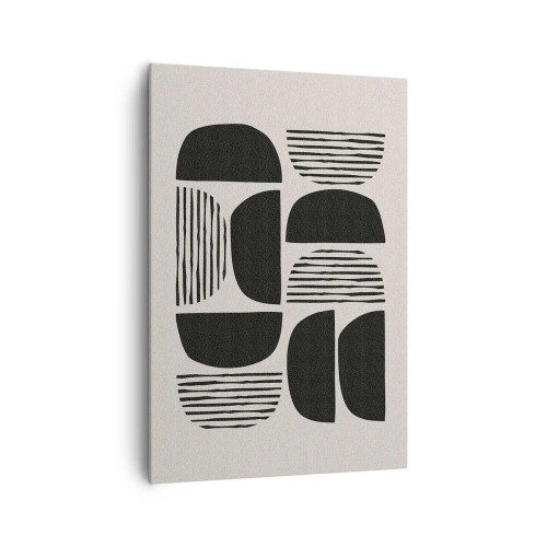 Impression sur toile - Image sur toile - Géométrie avec demi-cercles et lignes en noir sur fond clair - 70x100cm - Offres sans enthousiasme - Décoration murale moderne pour le salon et la chambre ARTTOR