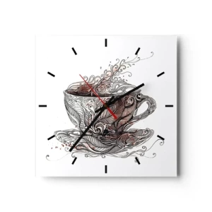 Horloge murale - Pendule murale - Tasse à café décorative avec un motif artistique - 30x30cm - Du thé, bon pour tout - Décoration murale moderne pour le salon et la chambre ARTTOR