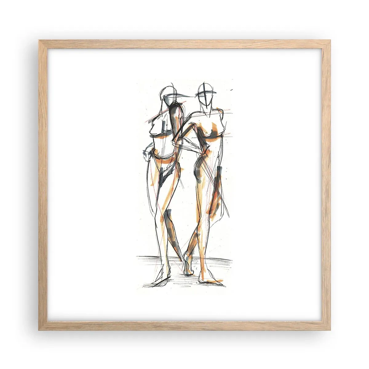 Affiche dans un chêne clair - Poster - Étude de la grâce - 50x50 cm