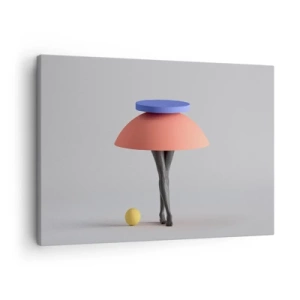 Impression sur toile - Image sur toile - Composition géométrique abstraite avec des jambes et une balle - 70x50cm - Composition surréaliste - Décoration murale moderne pour le salon et la chambre ARTTOR