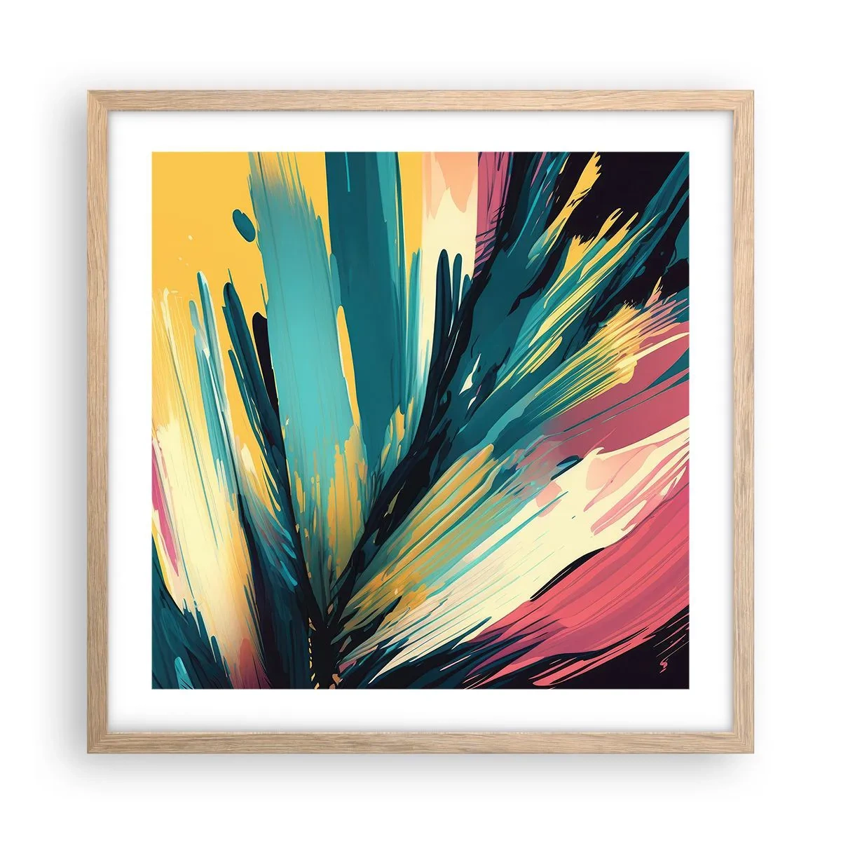 Affiche dans un chêne clair - Poster - Composition – une explosion de joie - 50x50 cm