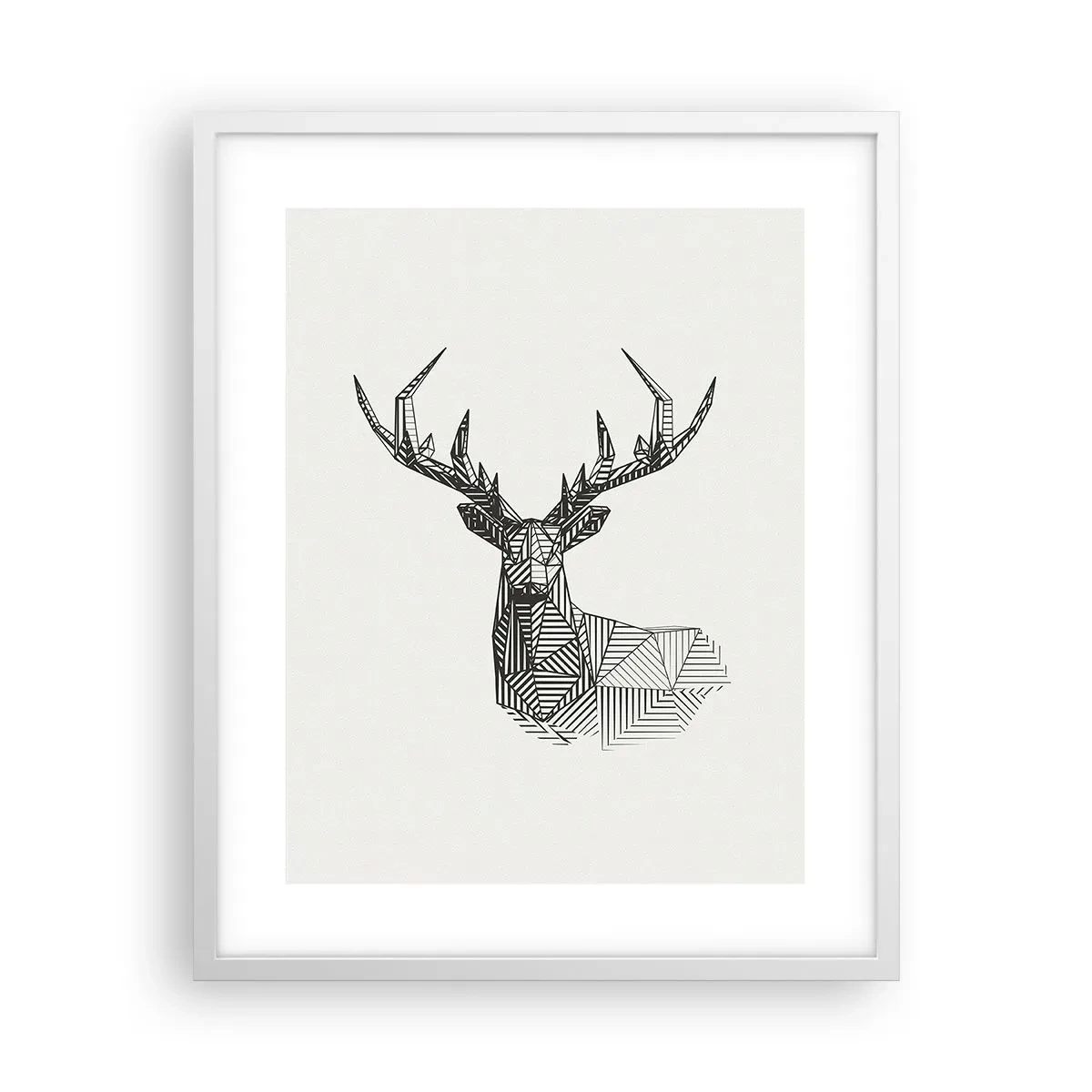 Affiche dans un cadre blanc - Poster - Cerf dans un style cubique - 40x50 cm