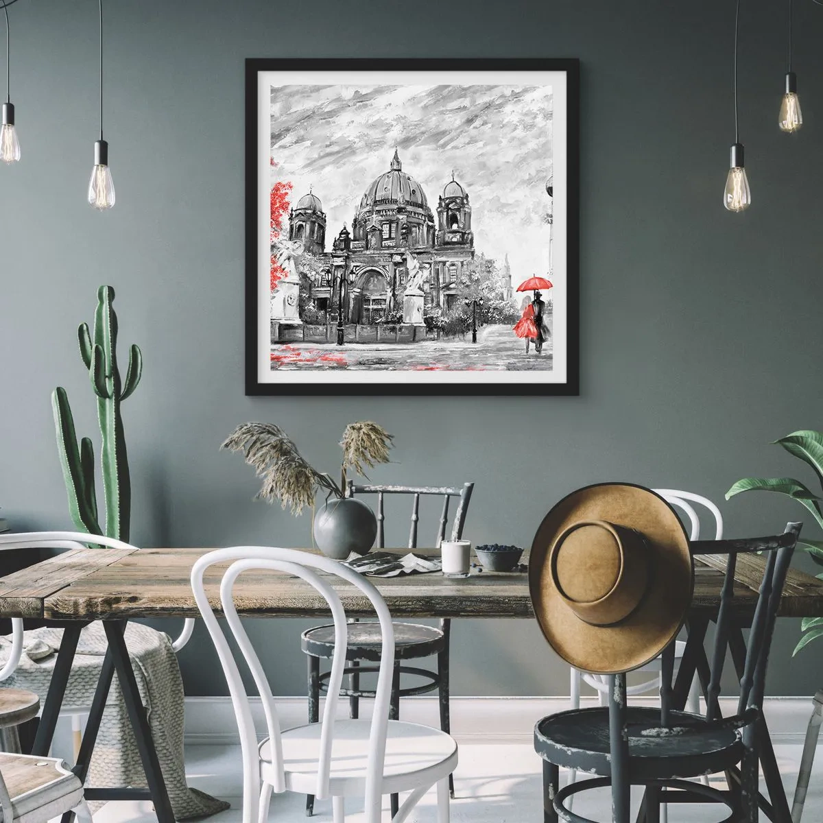 Affiche dans un cadre noir - Poster - Rencontre berlinoise - 30x30 cm