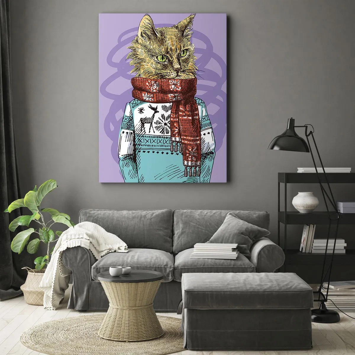 Impression sur toile - Image sur toile - Le chat, pas uniquement dans les chaussures - 45x80 cm