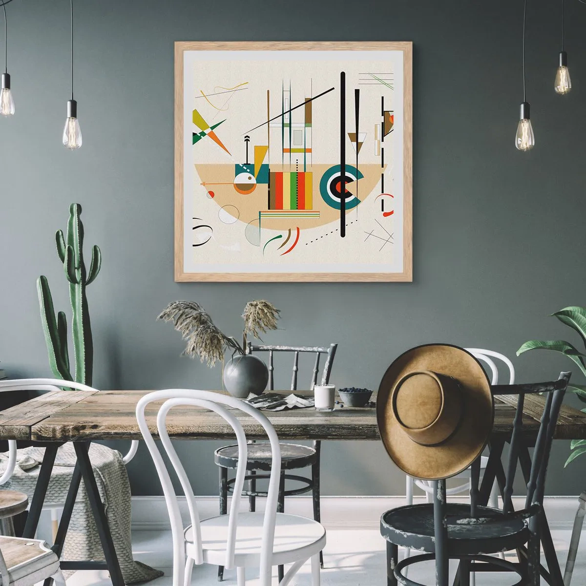 Affiche dans un chêne clair - Poster - Et le monde s’amuse - 60x60 cm