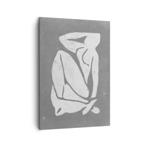 Impression sur toile - Image sur toile - Un dessin de silhouette minimaliste sur fond gris - 50x70cm - En pensée - Décoration murale moderne pour le salon et la chambre ARTTOR