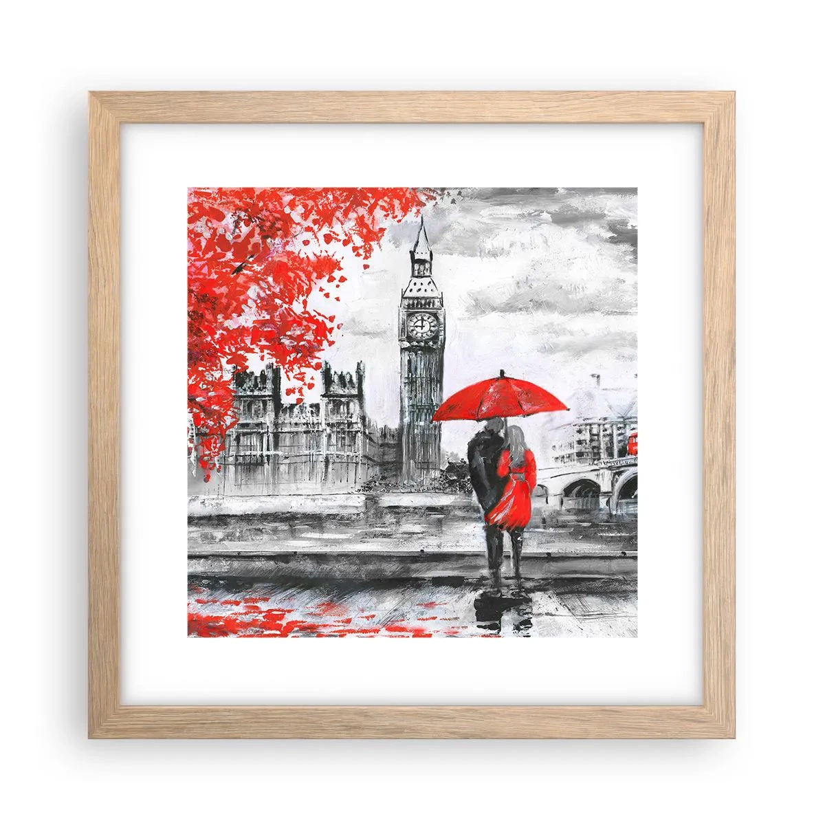 Affiche dans un chêne clair - Poster - Amoureux de Londres - 30x30 cm