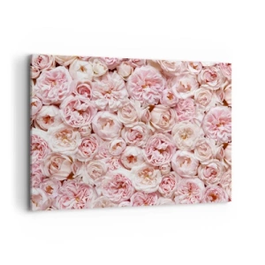 Impression sur toile - Image sur toile - Des roses délicates dans des tons de rose sur toute la surface - 100x70cm - Un lit de roses - Décoration murale moderne pour le salon et la chambre ARTTOR