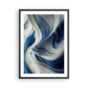 Affiche dans un cadre noir - Poster - Vagues abstraites dans des tons bleu marine et blanc - 50x70cm - La fluidité du bleu et du blanc - Décoration murale moderne pour le salon et la chambre ARTTOR