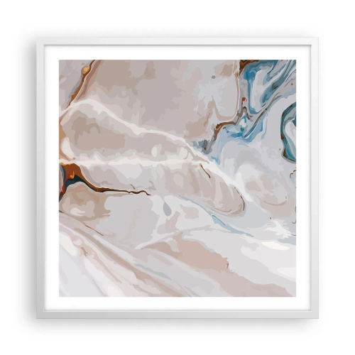 Affiche dans un cadre blanc - Poster - Le bleu serpente sous le blanc - 60x60 cm