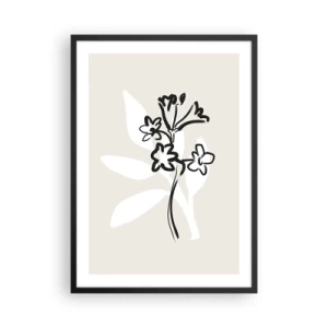 Affiche dans un cadre noir - Poster - Dessin de fleur minimaliste - 50x70cm - Esquisse pour l'herbier - Décoration murale moderne pour le salon et la chambre ARTTOR